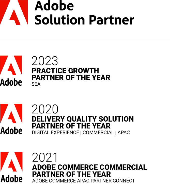 Adobe Solution Partner and Adobe partner awards 2020, 2021 and 2023