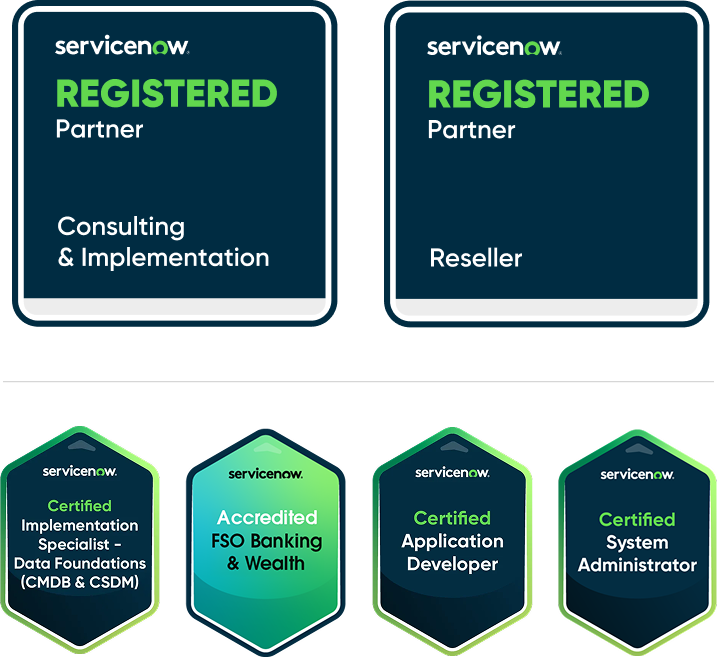 ServiceNow Registered Partner, certifications and accreditations